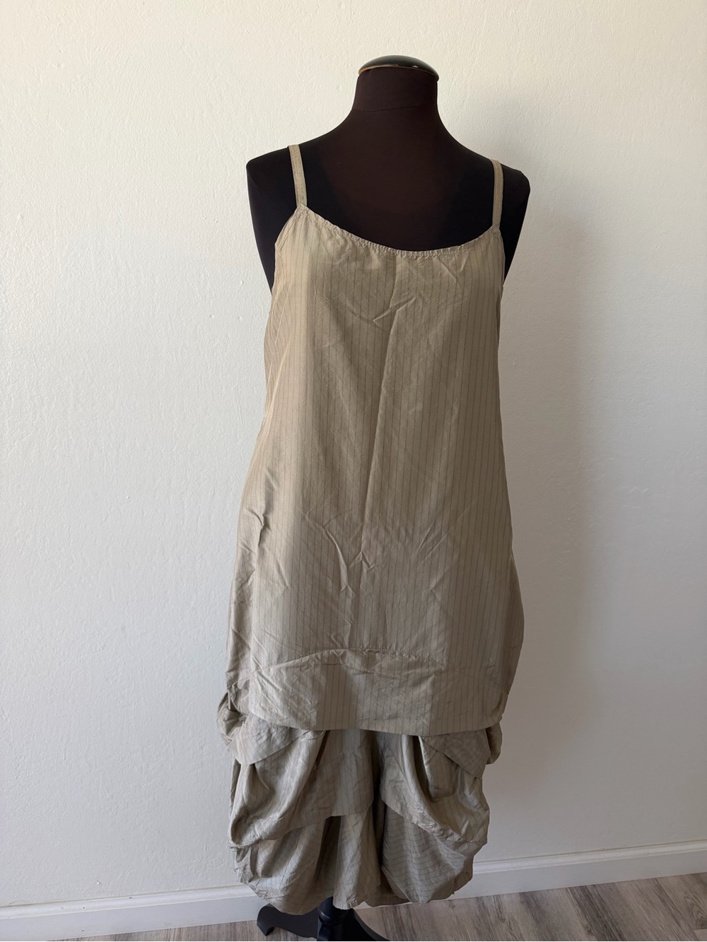 Krista Larson Beige Pinafore Dress One Size Ruffle